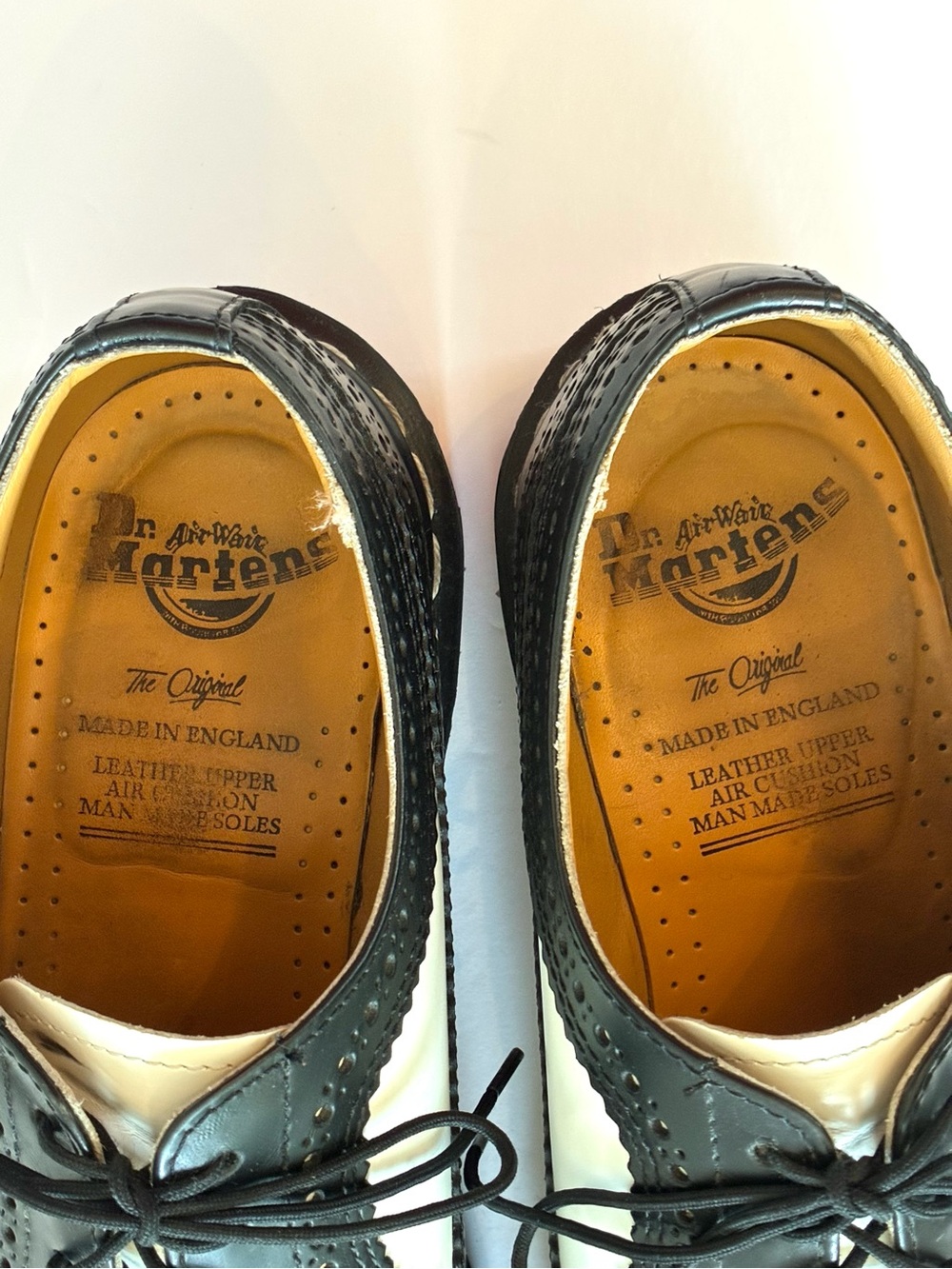 Dr. Martens 3989 Bex Smooth Leather Brogue Shoes, Black & White, Made in England - Picture 12 of 16